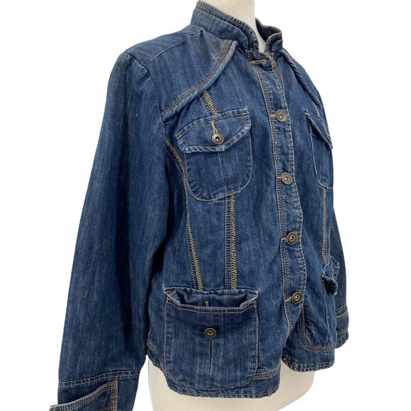 Avenue Jeans Women's Medium Washed Button Front Blue Denim Jacket Size 14/16 - Picture 3 of 6